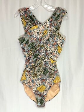 Garnet Hill Swimsuit Ruched One Piece Size 14
